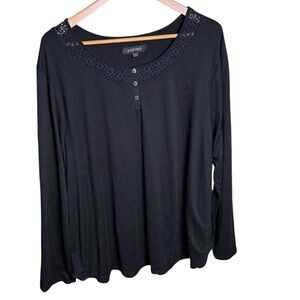 Ellen Tracy Womens 2X Black Long Sleeve Basic Capsule Wardrobe